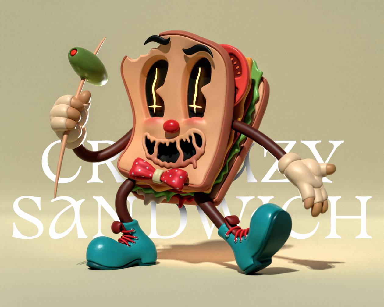 Cazy Sandwich - 3D Stylized Character inspired from Cuphead