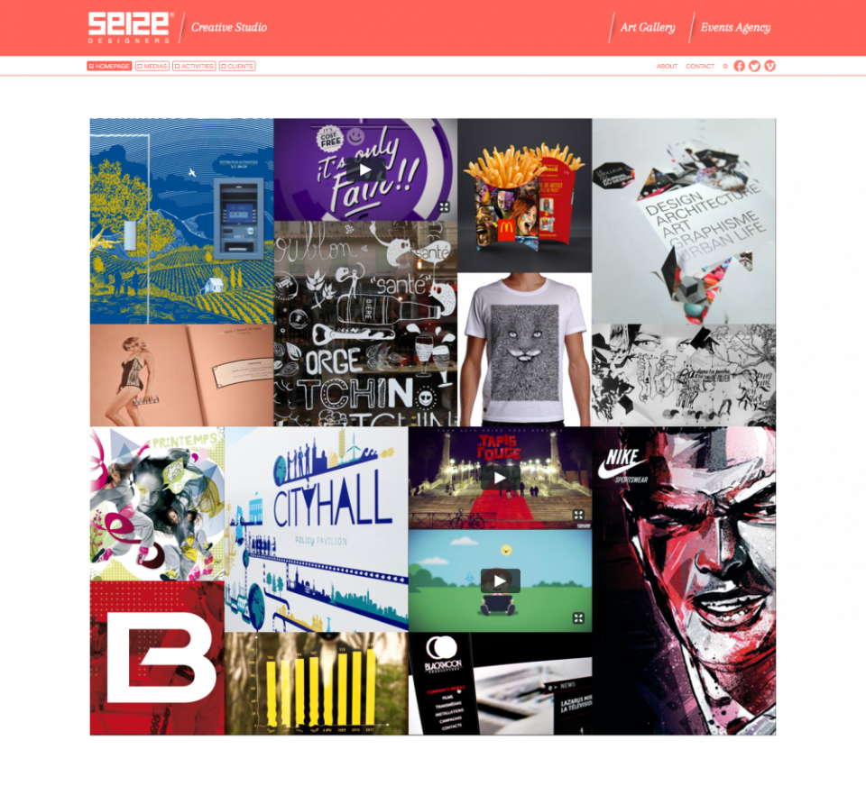 Homepage du site SEIZE Designers