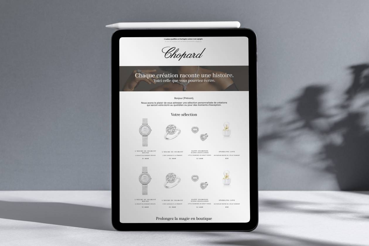 Emailing de confirmation d'inscription après parcours digital pour Chopard