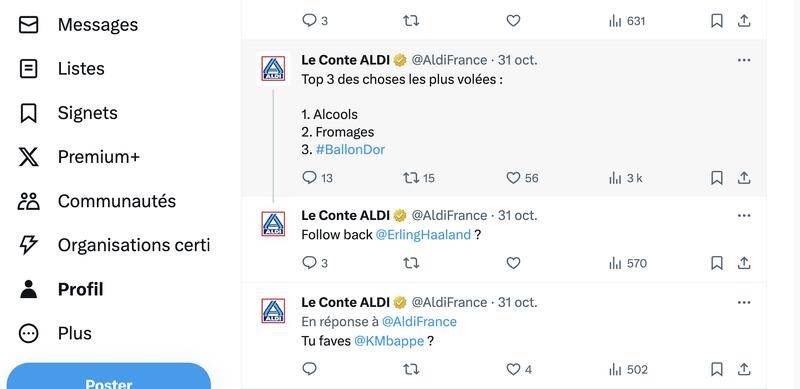 Newsjacking - ALDI - Top 3 des choses les plus volées : 1. Alcool 2. Fromages 3. #BallonDor
