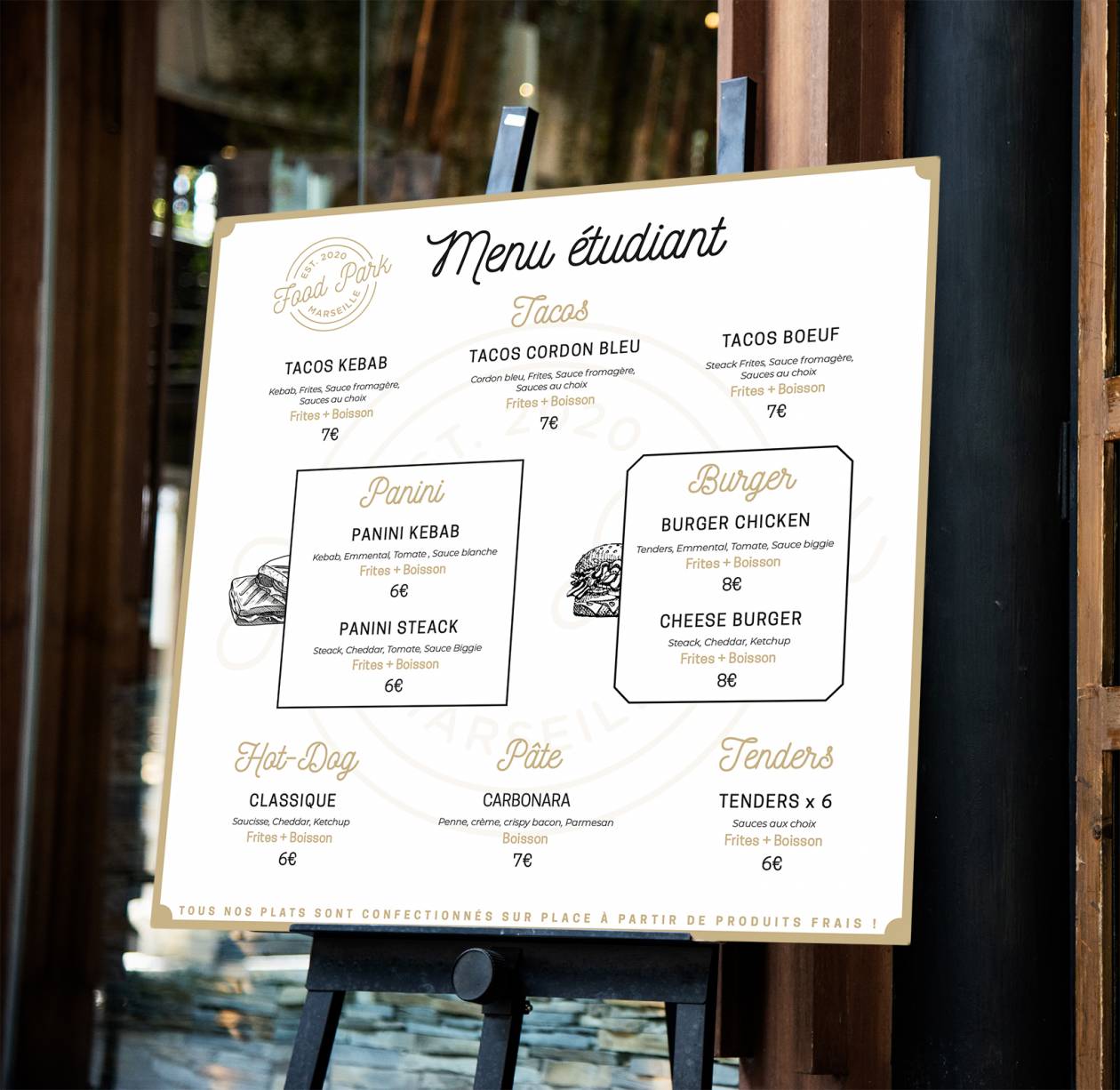 Menu etudiant