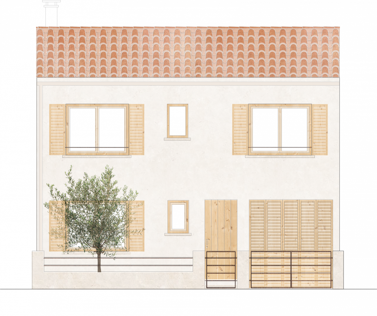 Plan de facade colorée