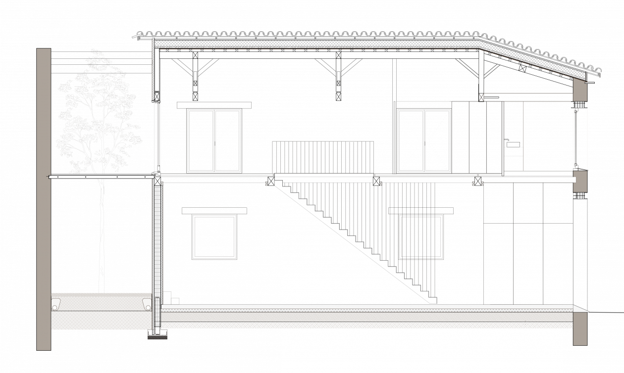 Coupe de la maison (rdc/r+1)