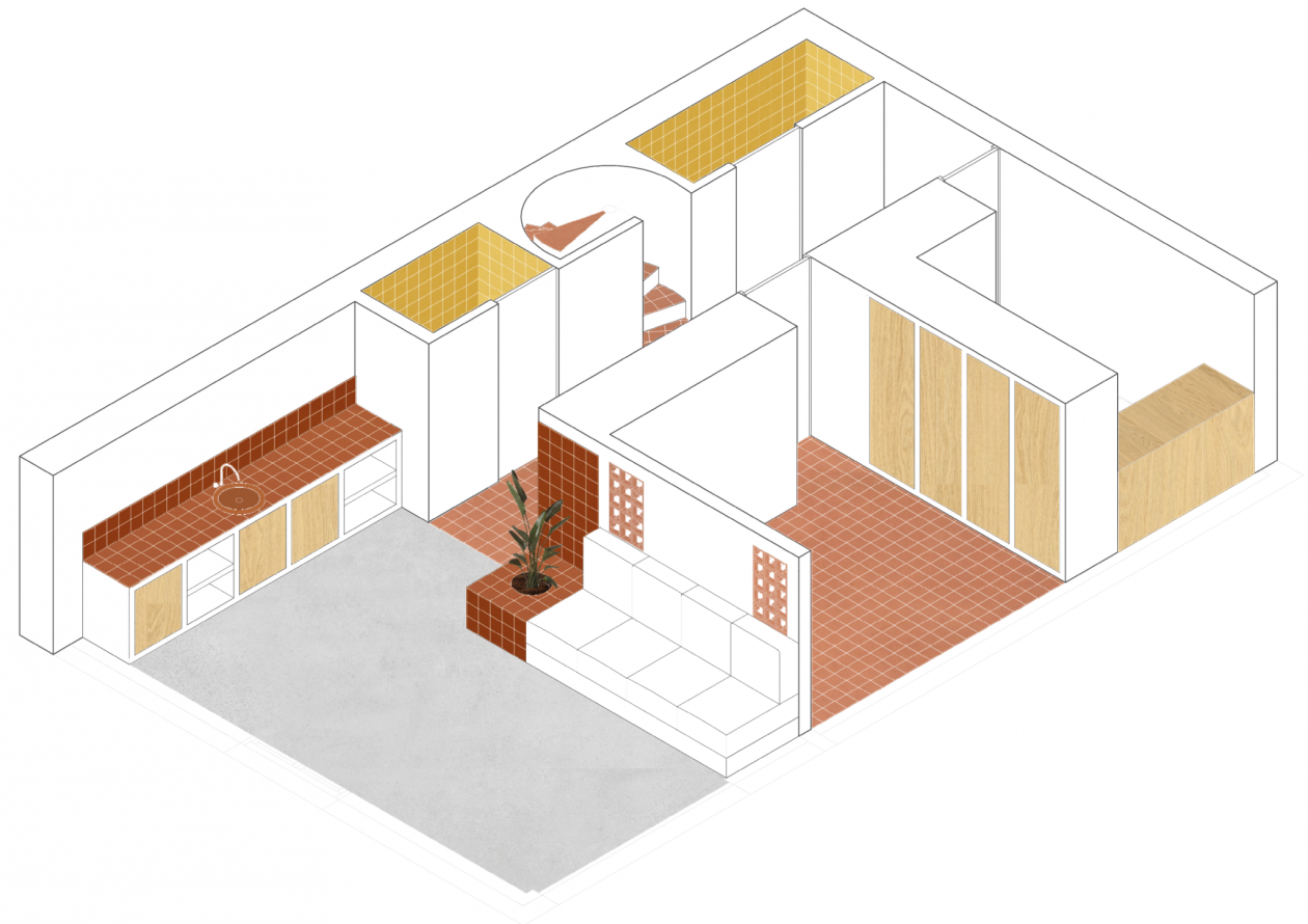 Maquette 3D du sous-sol aménagé
