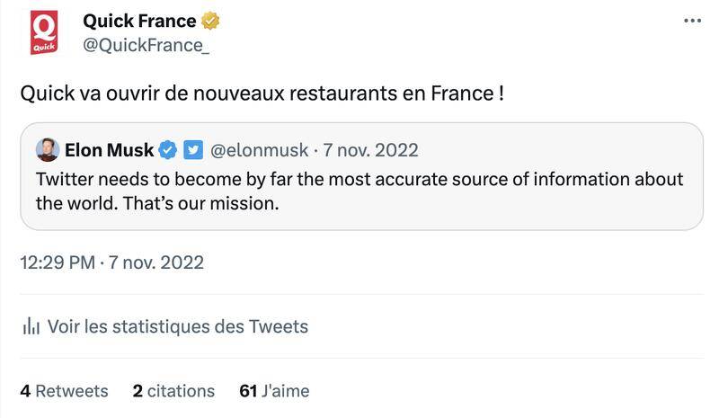 Lien : https://twitter.com/QuickFrance_/status/1589580839947767813