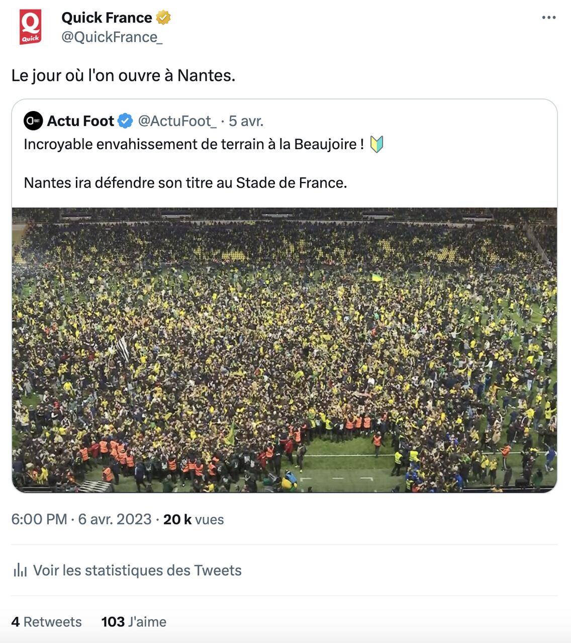 Lien : https://twitter.com/QuickFrance_/status/1644007157610827776