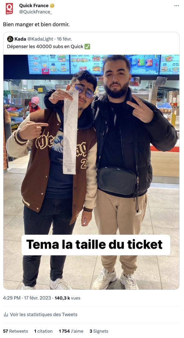 Lien : https://twitter.com/QuickFrance_/status/1626604757295964164