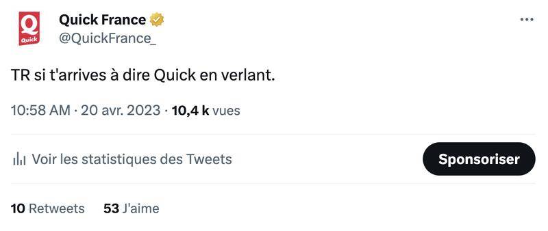 Lien : https://twitter.com/QuickFrance_/status/1648974367148109825
