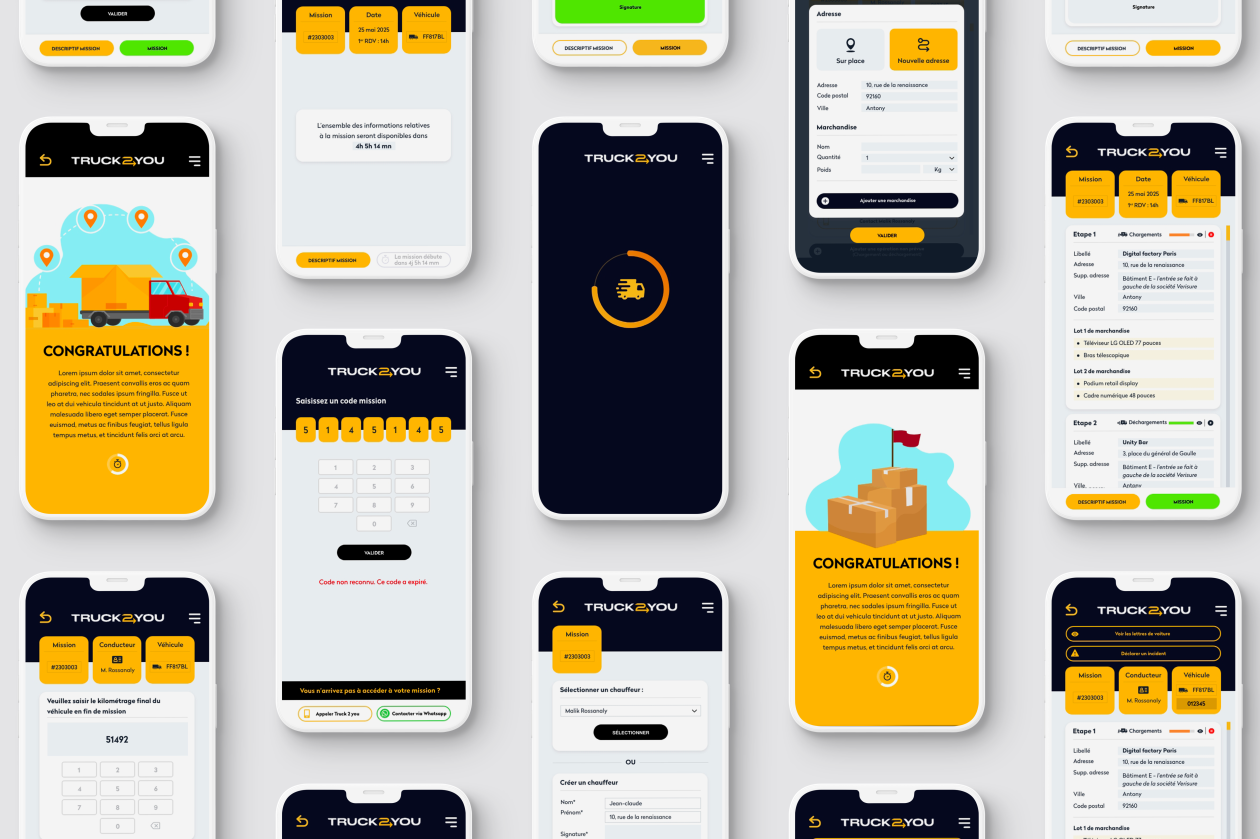 Ecrans application mobile