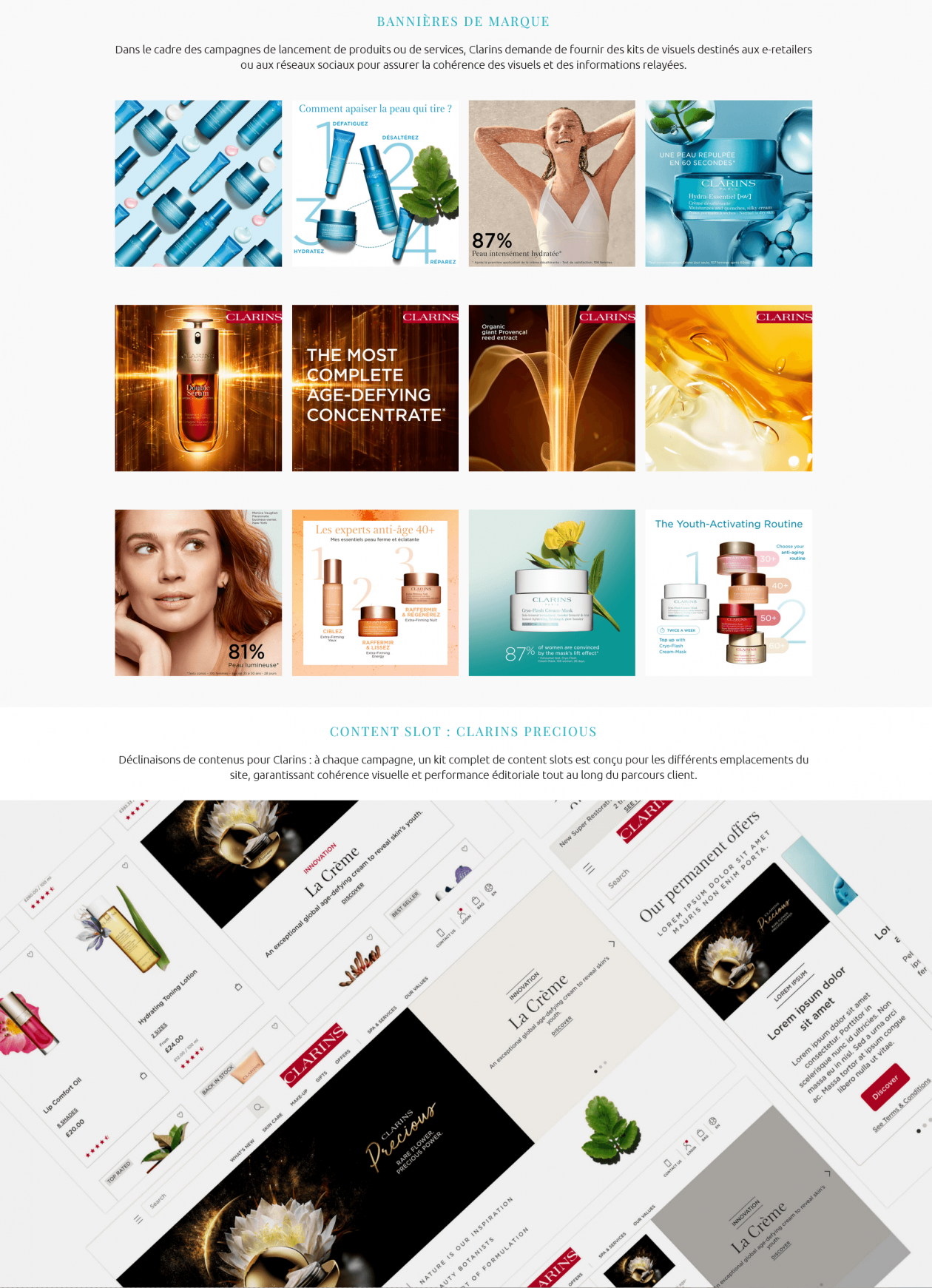 Bannières de marque et Content Slot Clarins
